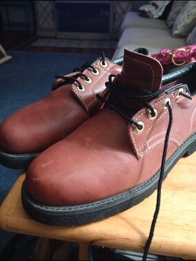 Men's Brown Leather Work Shoes - Black Laces